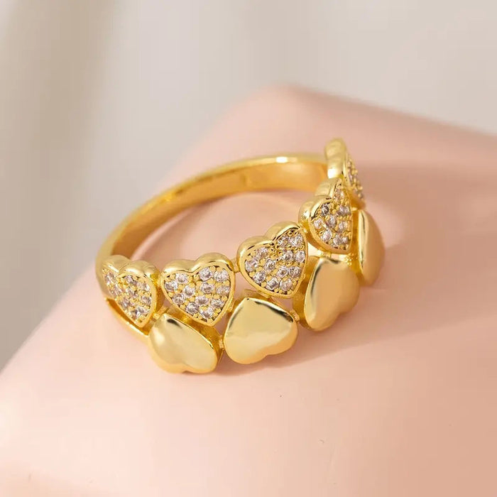 Micro-inlaid heart ring versatile women's accessories