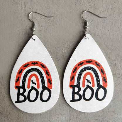 Halloween PU Leather Earrings with Creepy Clown and Blood Stain Design