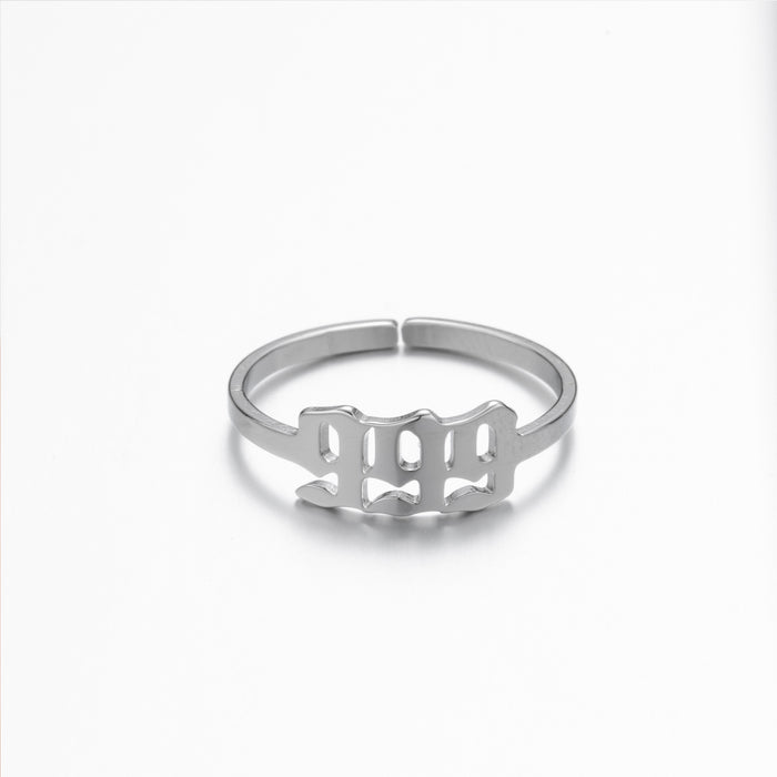 Lucky number ring, stainless steel 111-999 open memorial ring wholesale