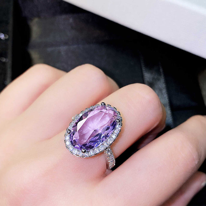 Imitation amethyst zircon ring engagement colored gemstone ring