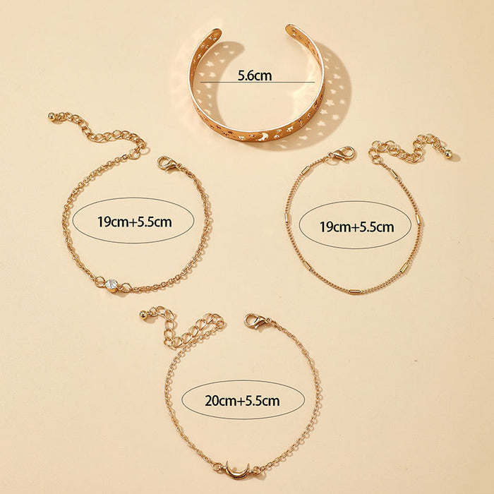 Exaggerated Hollow Bracelet Set - Four-Piece Chain Jewelry for Women