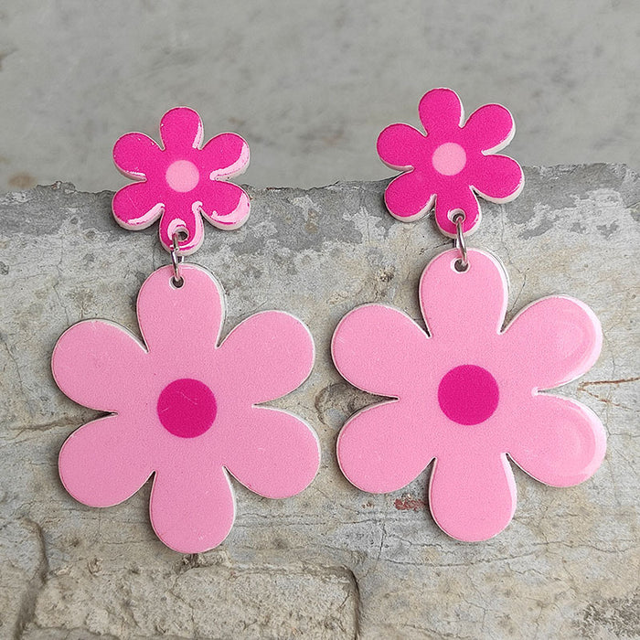 Multi-colored flower acrylic earrings