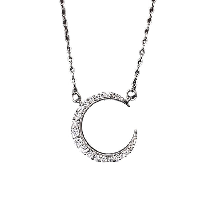 White Moonlight Temperament Crescent Pendant Simple All-match Moon Necklace