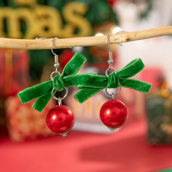 Cute and versatile colorful Santa Claus earrings bell bow Christmas earrings for women