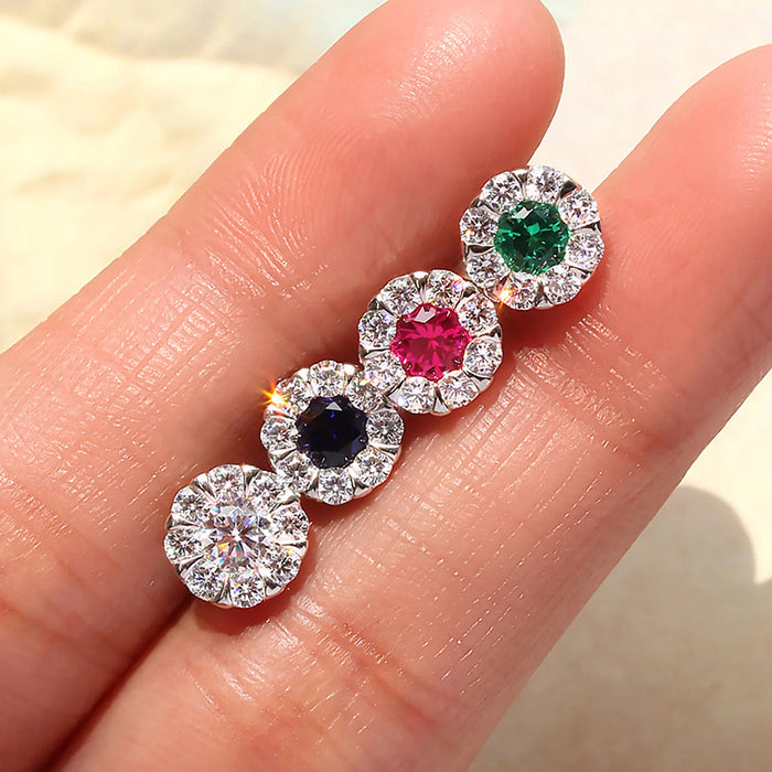 Women's heart-shaped earrings hollow heart zircon earrings