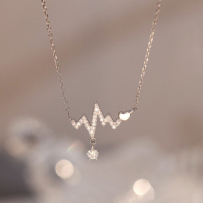 Beating Heart Pendant Necklace ECG Clavicle Chain