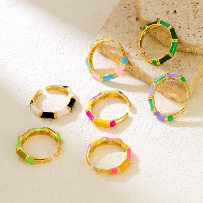 Wholesale copper enamel rainbow dopamine bamboo rings