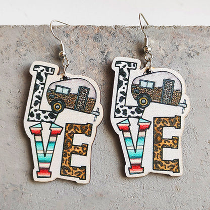 Wooden love letter earrings