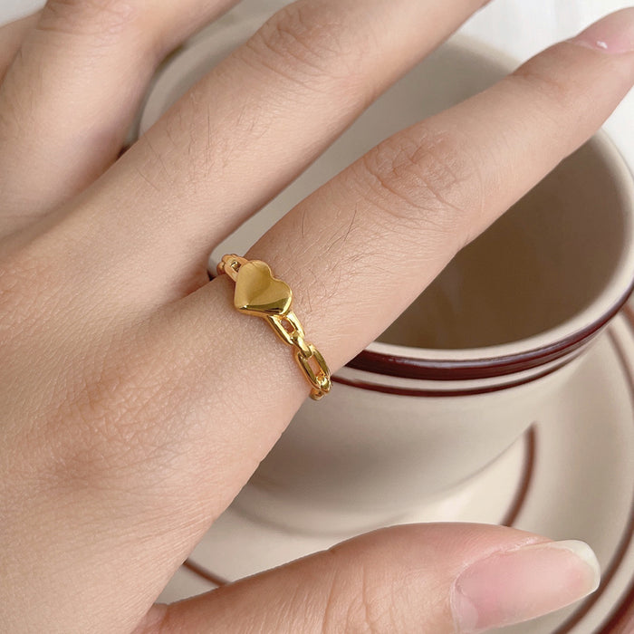 Wholesale non-fading stainless steel and titanium steel gold-plated heart-shaped geometric openwork rings - wallojewerly 