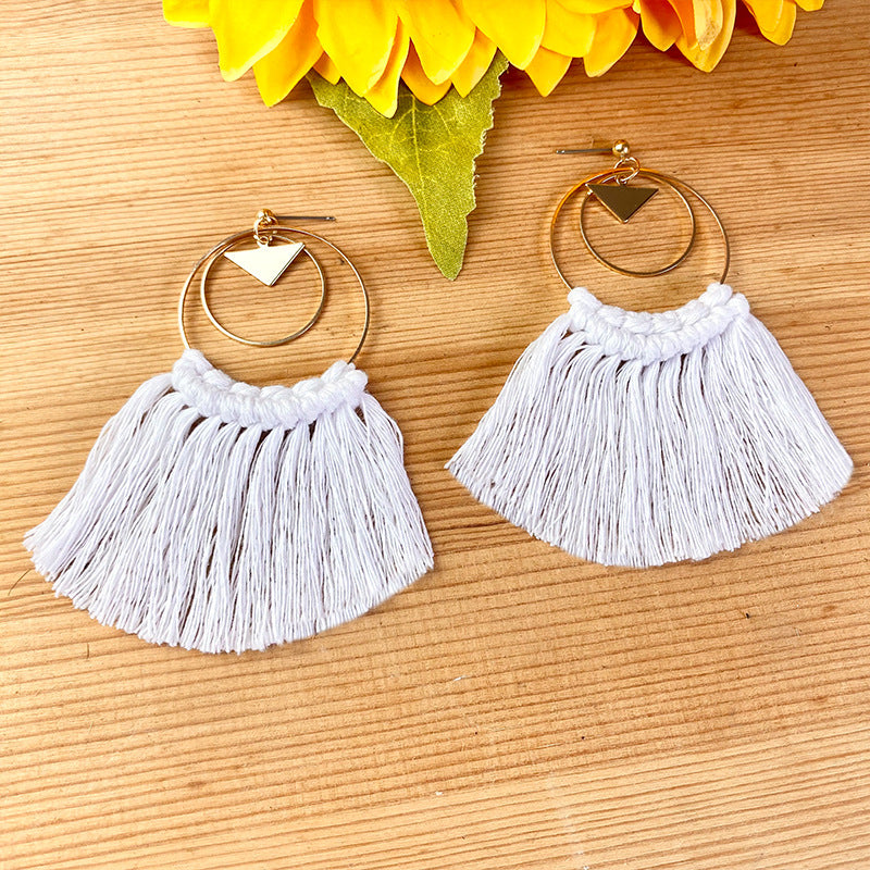 Bohemian Tassel Earrings with Wooden Design for Wedding and Gifts