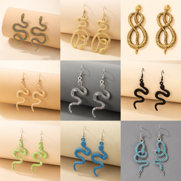 Personalized exaggerated snake earrings metal snake element earrings