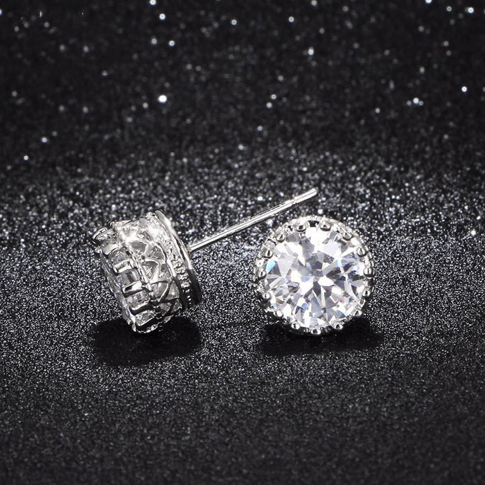 Palace style crown zircon earrings