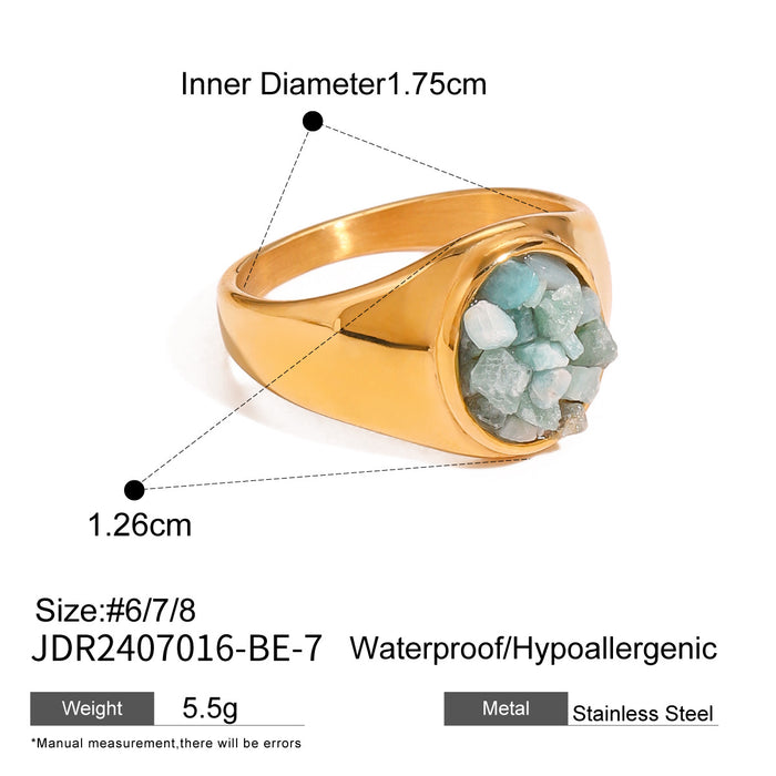 Stainless steel natural stone exaggerated ring