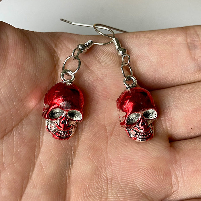 Skull Blood Stain Halloween Earrings with Fang Party Design