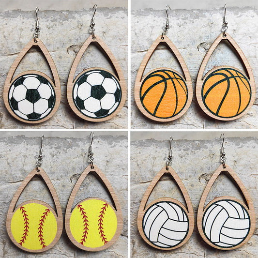 Pendientes de baloncesto de madera