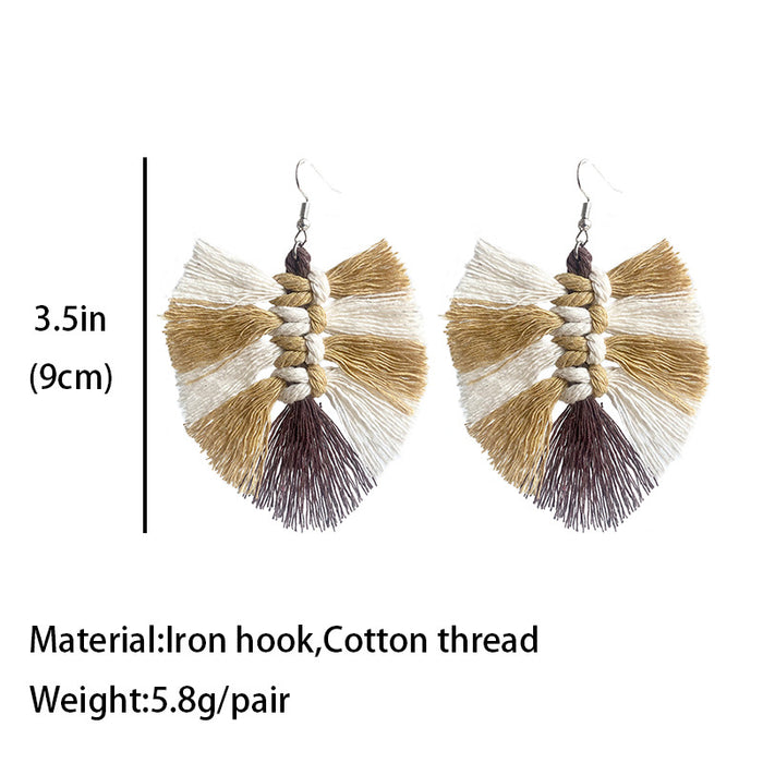 Bohemian Tassel Earrings with Wooden Design for Wedding and Gifts