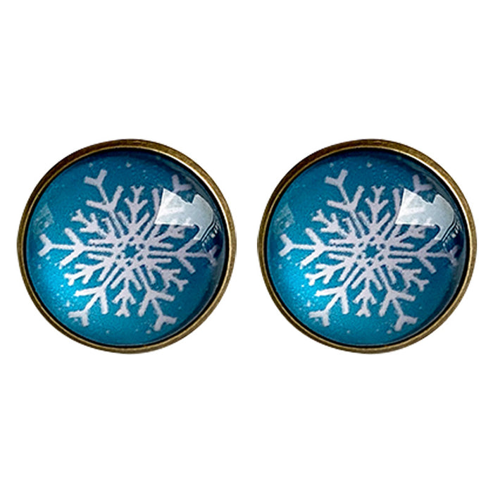 Christmas Snowflake and Santa Stud Earrings with Vintage Style