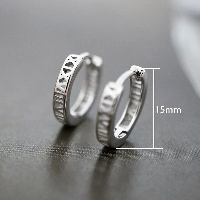 Simple Hollow Roman Numeral Hoop Earrings