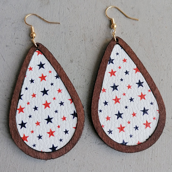 Wooden patriotic earrings