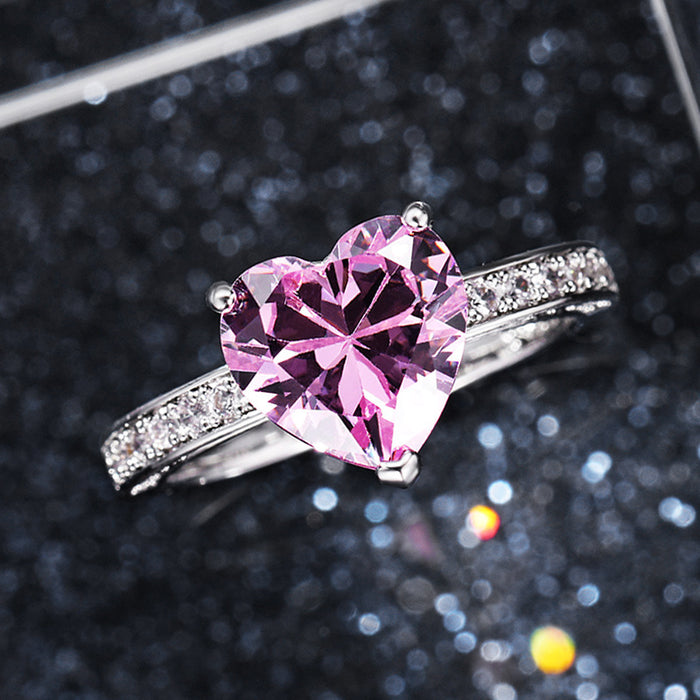 AAA Heart Shape Pink Diamond Engagement Ring