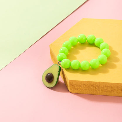 Cute Kids’ Resin Flower Beaded Bracelet - Avocado Pendant Beaded Bracelet