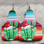 Cross Teardrop Leather Earrings with Western Flag Sunflower and Boot Design - wallojewerly 
