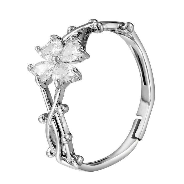 Wholesale heart-shaped four-leaf clover square open rings