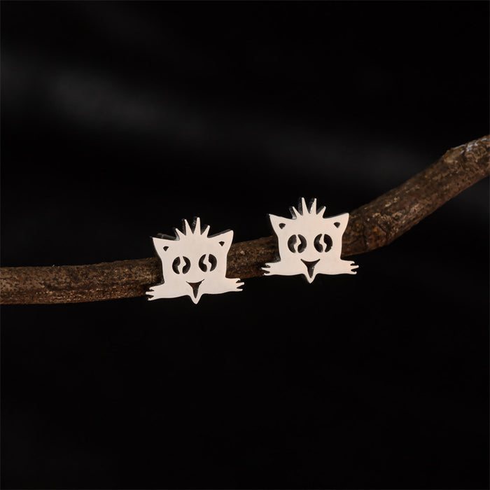 Lightning Cat Stainless Steel Stud Earrings - Simple and Stylish Jewelry