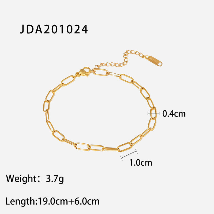 18K Gold Plated Titanium Steel Anklet - Paperclip Chain Fashion Jewelry for Women