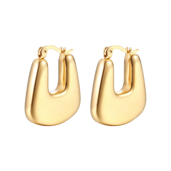 Style Stainless Steel Hollow Earrings Trend 18K Gold Plated Titanium Steel Women's Earrings