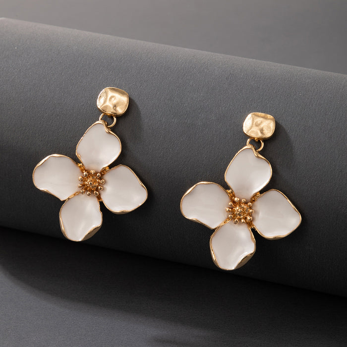 Retro geometric hollow round earrings pearl diamond alloy earrings