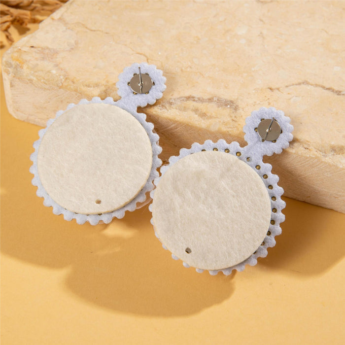 High-grade white lace flower earrings with diamonds, silver diamond stud earrings for women