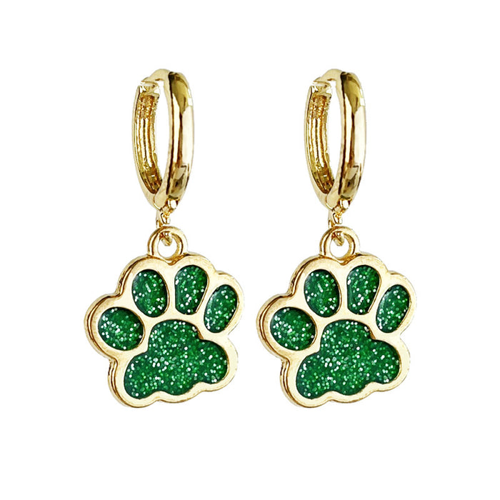 Sporty Colorful Hoop Earrings with Football and Bear Paw Designs