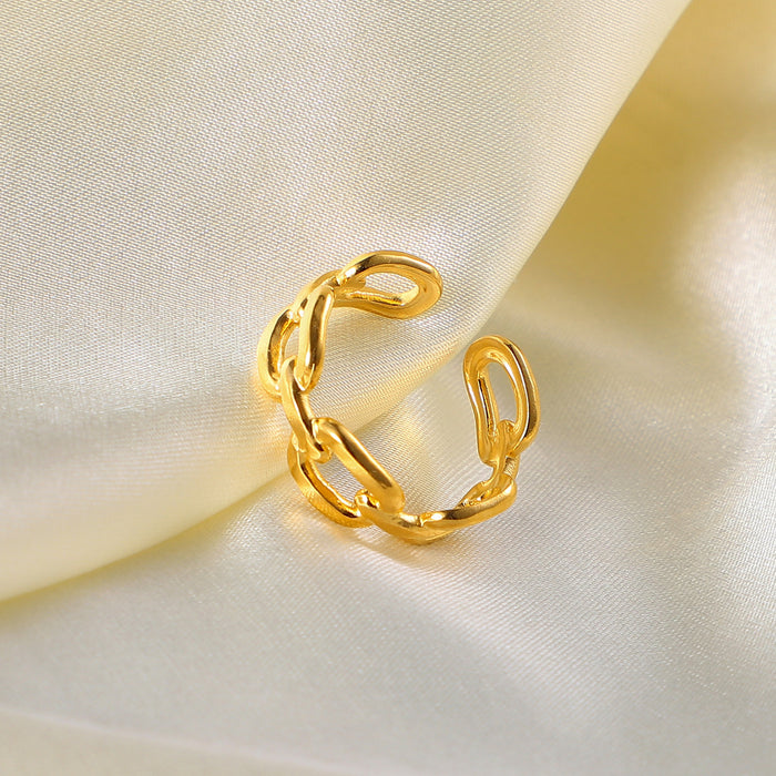 Double Layer 18K Gold Plated Stainless Steel Ring - Elegant Style