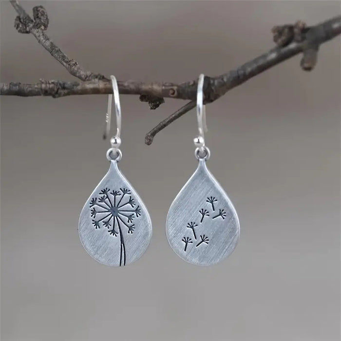 Teardrop Ear Hook Dandelion Vintage Earrings