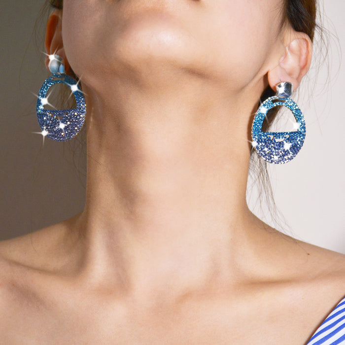 Gradient Tassel Earrings - Exaggerated Rhinestone Dangles for a Trendy Look