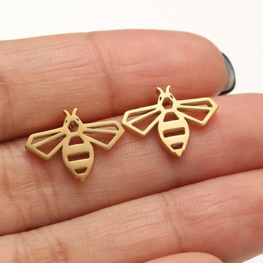 Little bee earrings, cross-border personalized design 18K real gold plated stainless steel women's fashion earrings