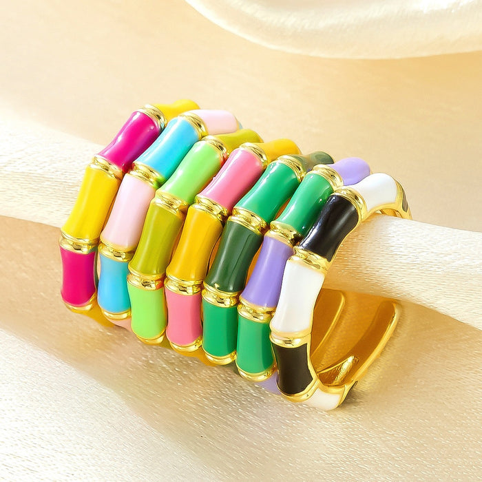 Wholesale copper enamel rainbow dopamine bamboo rings