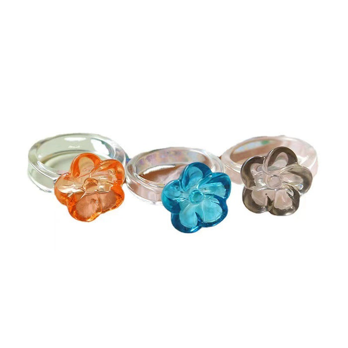 Flower three-dimensional resin couple ring