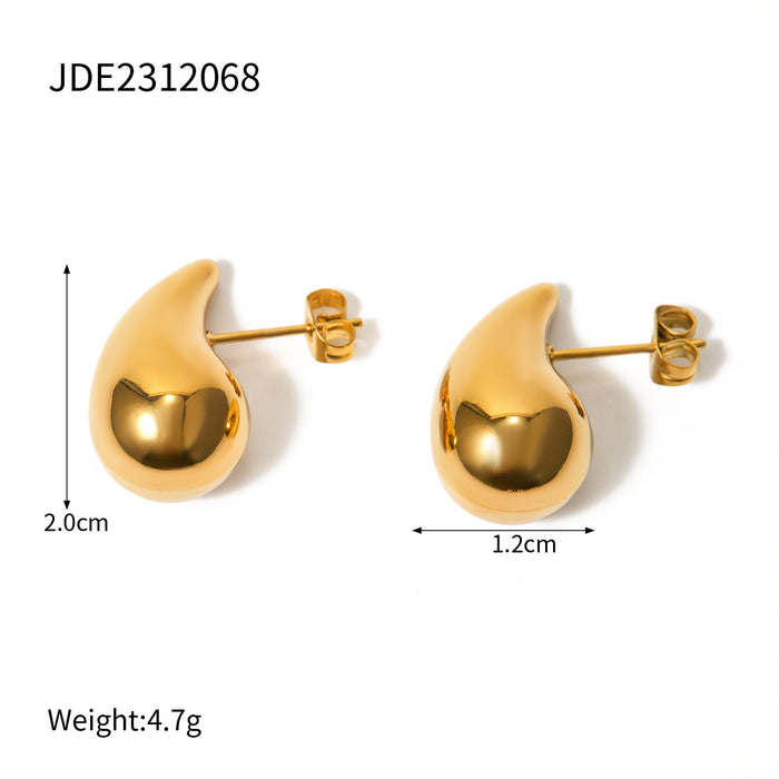 Pendientes de acero inoxidable bañados en oro de 18 quilates con forma de lágrima a rayas: joyería de moda para mujer