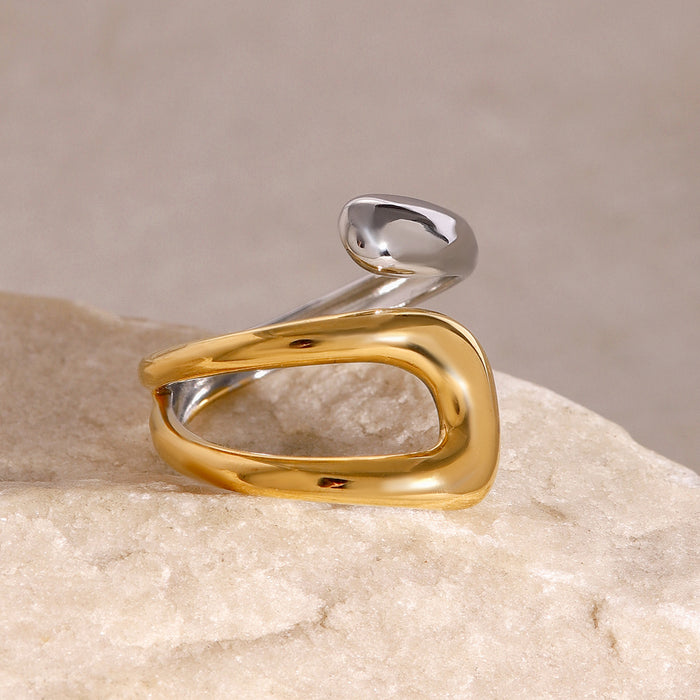 18k gold and stainless steel contrast open ring