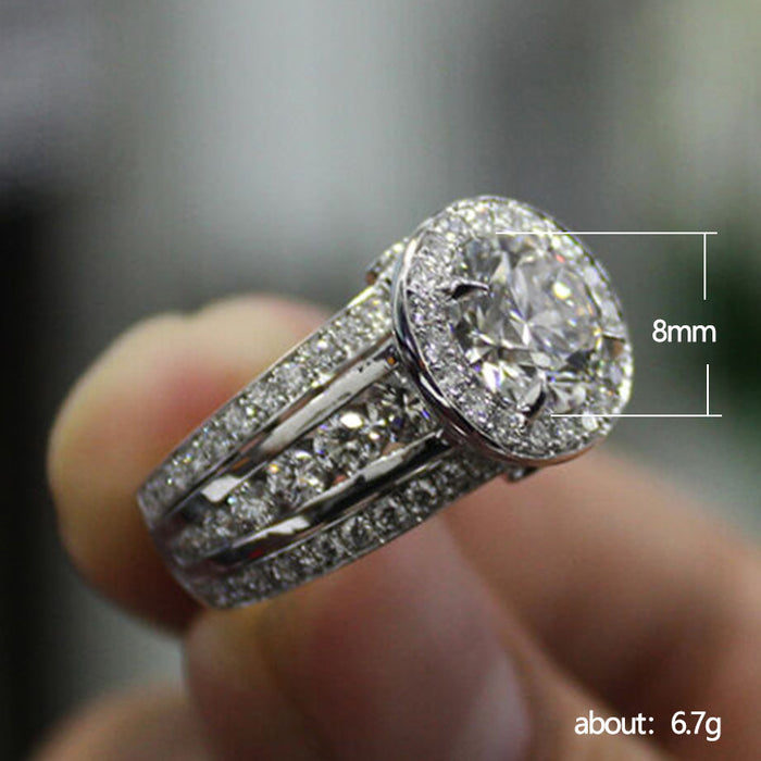 Women's round diamond zircon wedding ring creative simple jewelry