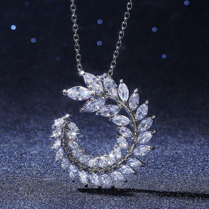 Leaf-shaped zircon necklace clavicle chain versatile jewelry