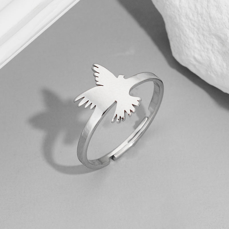 Anillo de animal coreano, anillo abierto de acero inoxidable con forma de águila, pájaro y paloma, venta al por mayor