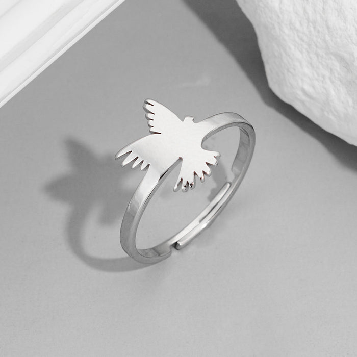 Korean animal ring, eagle bird pigeon stainless steel open ring wholesale