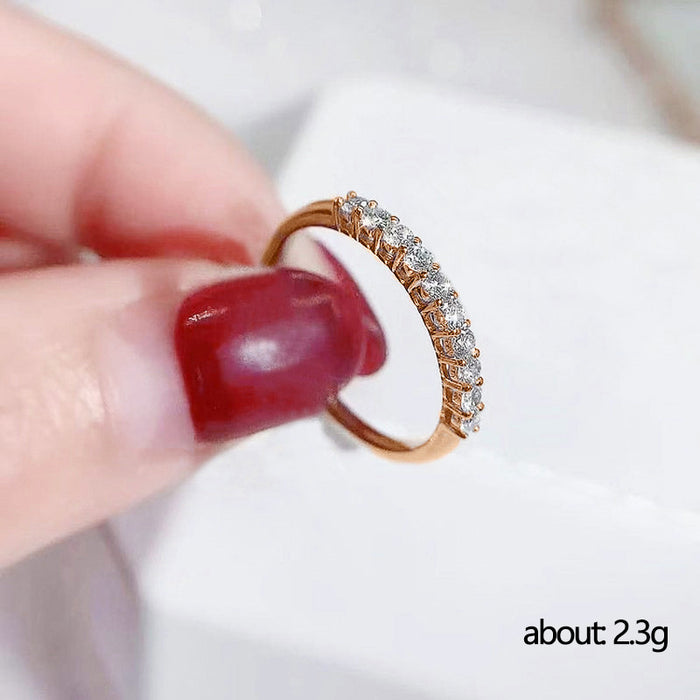 Anillo de circonita de una sola fila para mujer, anillo de pareja apilable sencillo