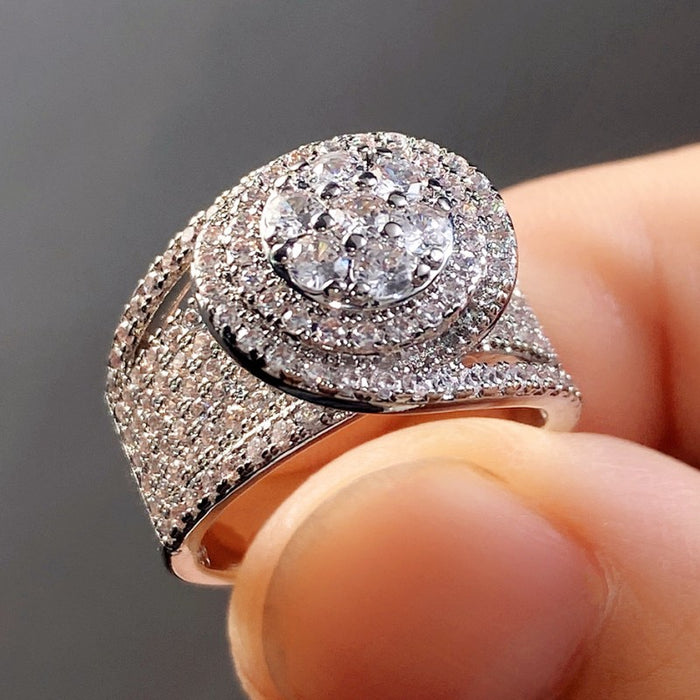 Hip-hop style men's diamond ring European and American trend luxury full-studded zircon ring