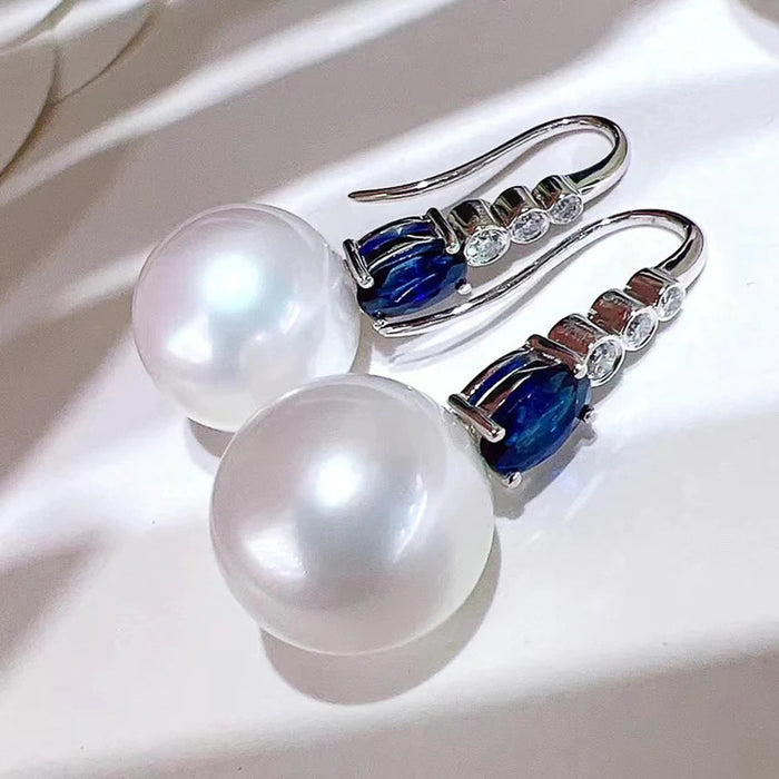 Light luxury lady earrings evening imitation pearl pendant simple temperament ear hooks for women