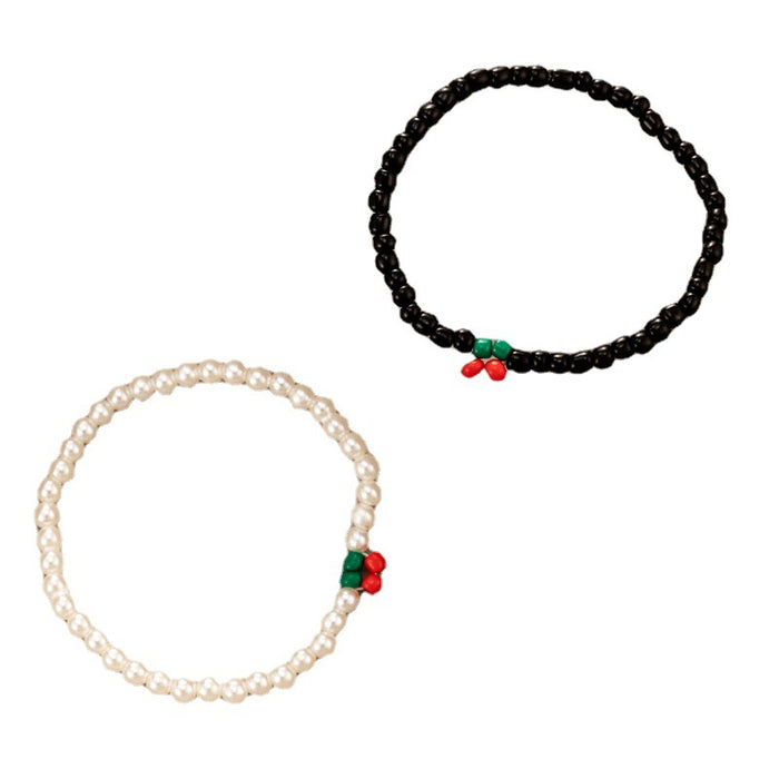 Ethnic Style Double-Layer Pearl Bracelet - Couple Black Beaded Bracelet Set