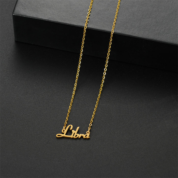 Collar inglés de doce constelaciones, joyería apilable de acero inoxidable europea y americana, cadena de clavícula personalizada para mujer al por mayor